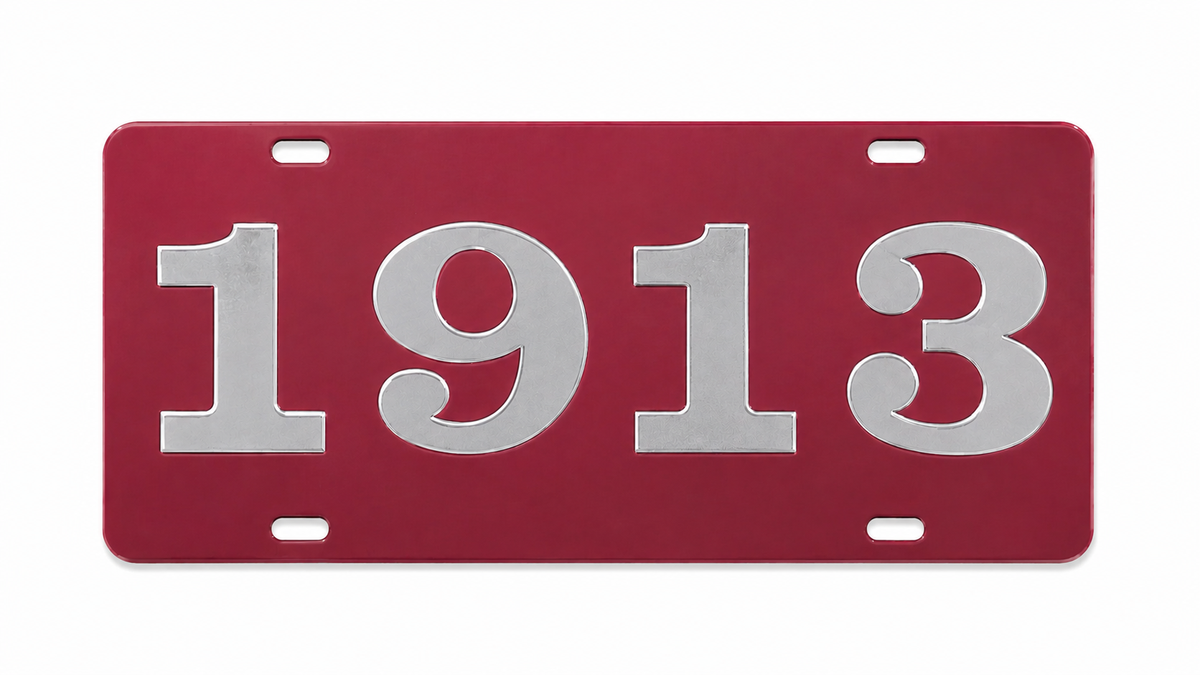 Delta Red Inlaid Founders Mirror Auto Tag